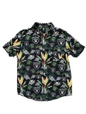 NFL Black Tropical Raiders Print Short-Sleeve Shirt